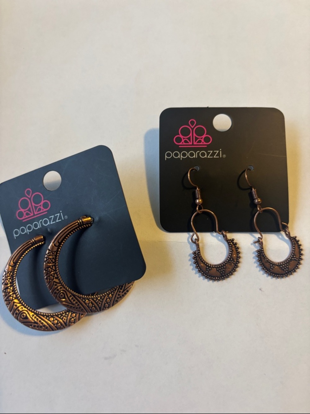 paparazzi Copper-Tone Intricate Crescent & Scalloped Hoop Earring Set - Copper
